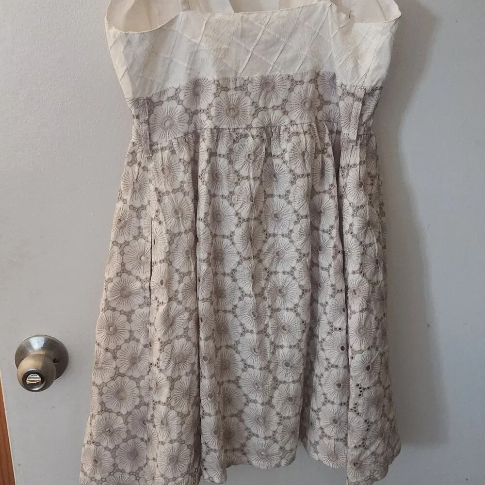 Womens Sundress 4 XS Beige Cotton - Picture 2 of 8